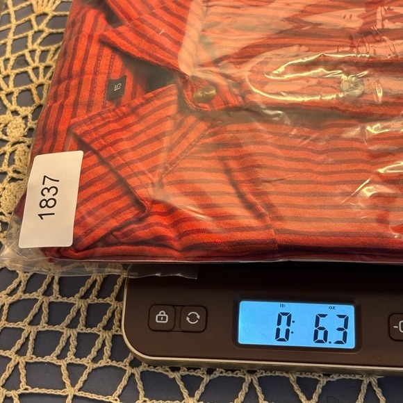 Barefoot Original Handmade Pure Cotton Orange Striped Button up Top Mens Size 15 - Picture 7 of 7